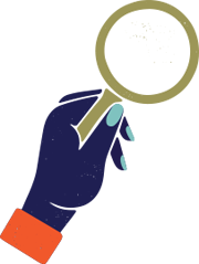 illustration of hand holding magnifying glass