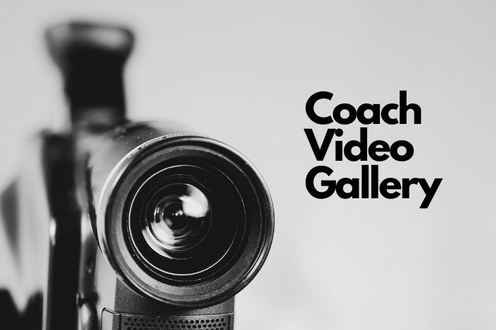 Image of a video camera with the words: "Coach Video Gallery"